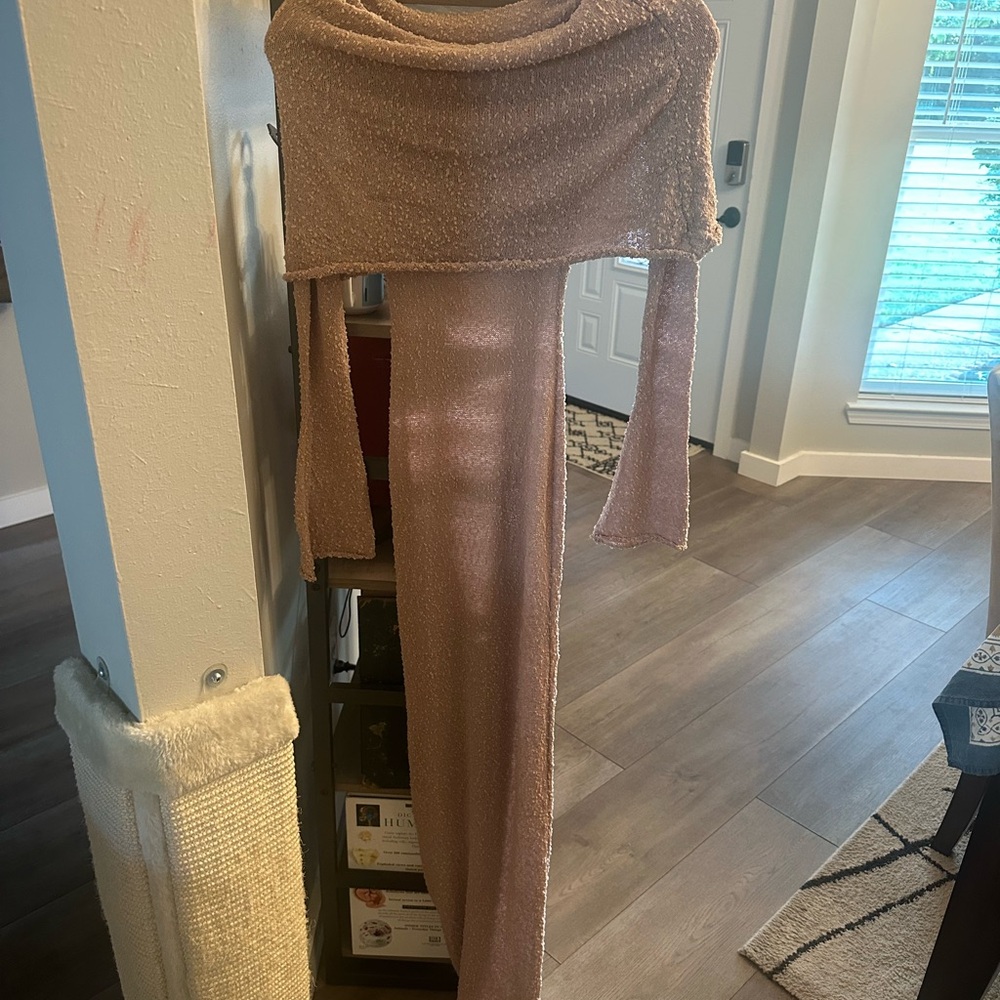 Elegant Long Sleeve Pink Dress
